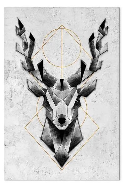 Quadro contemporaneo Cervo grigio verticale - astrazione geometrica e animale
