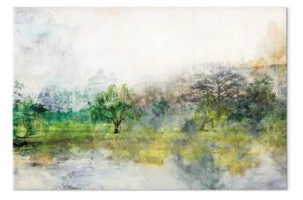 Quadro su tela Bosco paludi - natura boschiva sfondo montuoso