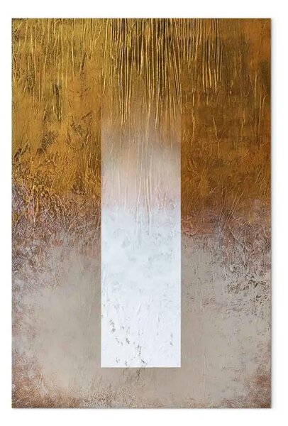 Quadro moderno Spettro astratto - striscia bianca sfondo oro-grigio