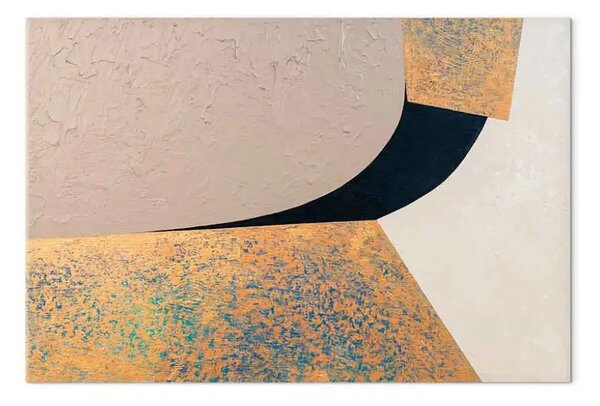 Quadro Astrazione - forme dorate e beige unite dal nero