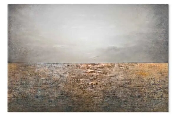 Quadro su tela Mare dorato - astrazione e sfondo nei toni marrone-grigi