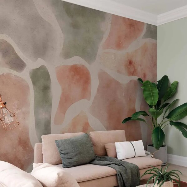 Carta da parati Forma terracotta - sfondo geometrico con elementi dipinti nel colore