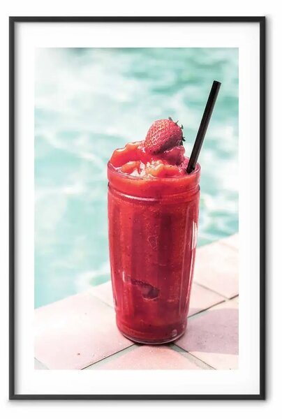 Poster: Cocktail delle vacanze - frullato freddo alla fragola in estate