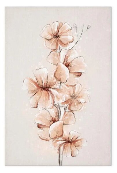 Quadro contemporaneo Fiori acquerellati boho - natura nei toni caldi della sepia