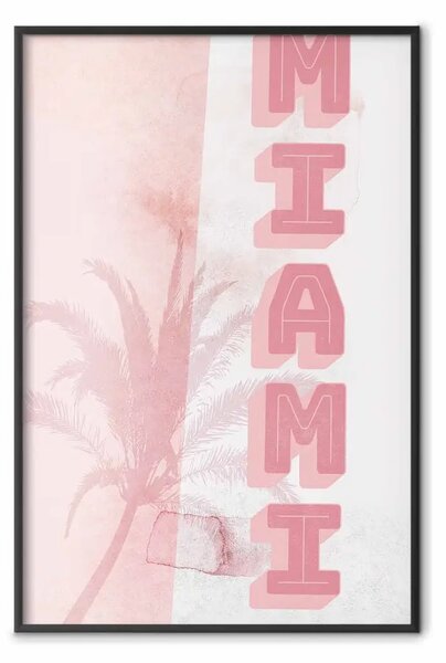 Poster: Delicato neon - scritta Miami costruita con lettere rosa