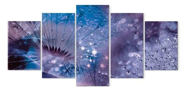 Quadro su tela Giardino viola (5 pezzi) - dettaglio di un soffione con colore viola