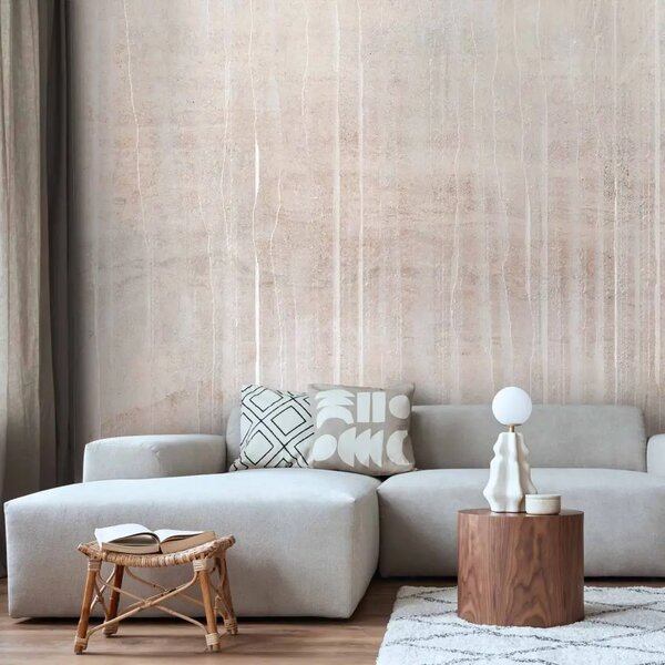 Carta da parati Linee Temporali - Astrazione Delicata in Tonalità Beige Chiaro