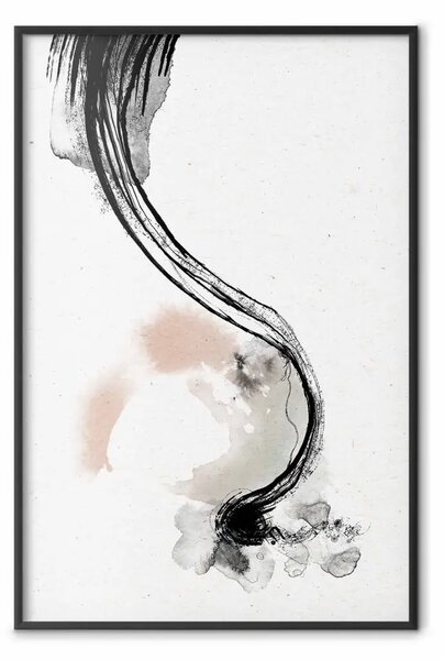 Poster: Traccia di pennello - forme e macchie delicate create con l'inchiostro