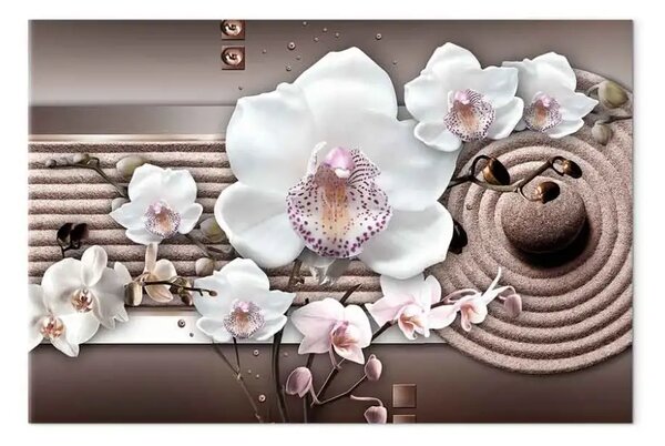 Quadro Orchidee bianche - astrazione in fiori in giardino Zen