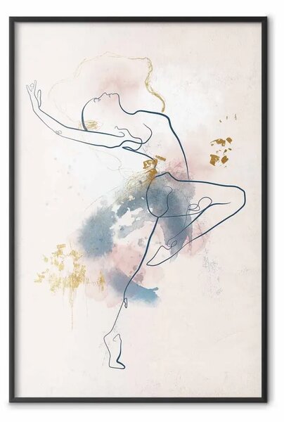 Poster: Donna lineare - ballerina acquerello