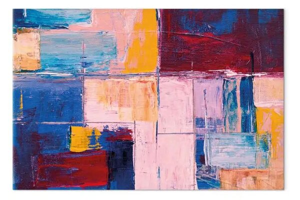 Quadro contemporaneo Astrazione ad olio - composizione colorata e geometrica
