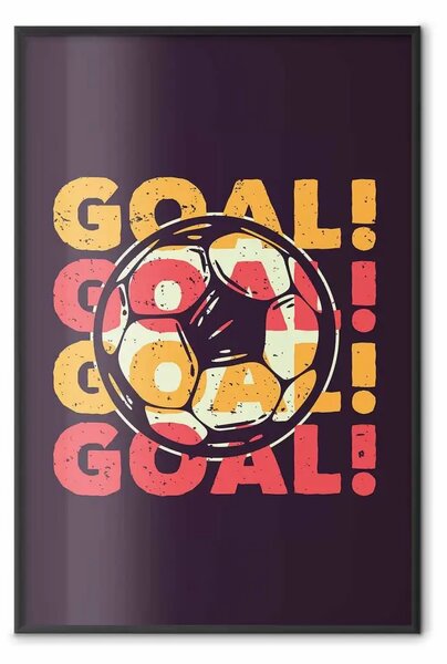 Poster: Gol vincente - scritta colorata con pallone su sfondo nero