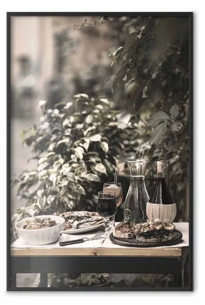 Poster: Vino, acqua, cibo - colazione in un clima mediterraneo