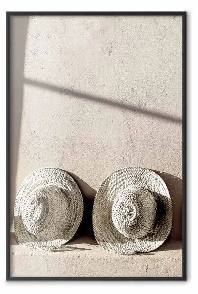 Poster: Cappelli di paglia - una vista soleggiata di una composizione estiva