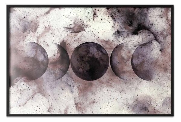 Poster: Scontro di mondi - astrazione di pianeti nello spazio rosa e bianco