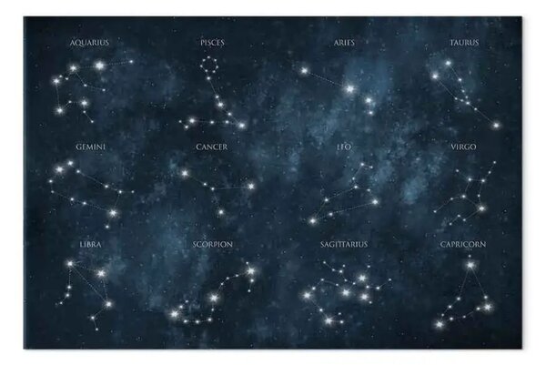 Quadro Spazio zodiacale - costellazioni in un paesaggio scuro