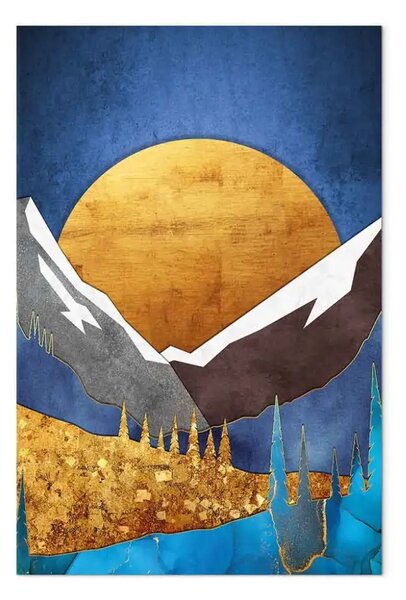 Quadro Grande luminosità - grafica con montagne sullo sfondo di un tramonto