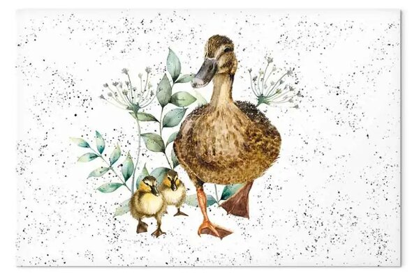 Quadro Famiglia di anatre - simpatico sfondo dipinto a macchie con animali