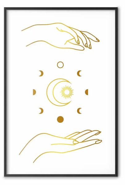 Poster: Simboli magici - tutte le fasi lunari e le mani d'oro