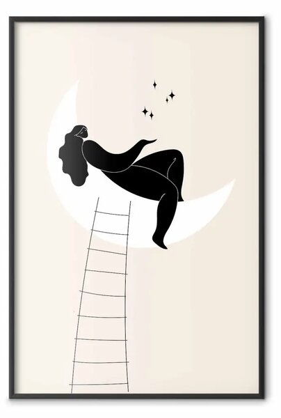 Poster: Scala per la luna - ragazza sulla luna che incanta le stelle