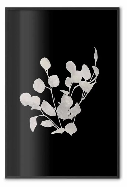 Poster: Rami di eucalipto - foglie minimaliste su sfondo scuro