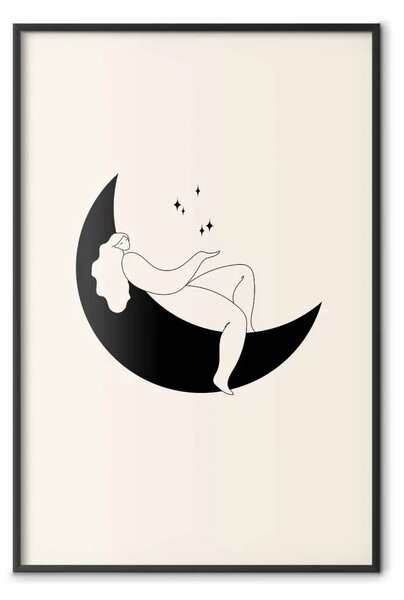 Poster: Notte di magia - una ragazza che riposa sulla luna tra le stelle