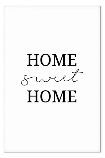 Quadro contemporaneo Sweet home - scritta minimalista nera su sfondo bianco