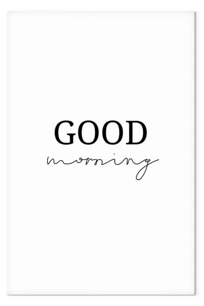 Quadro moderno Buongiorno - scritta minimalista positiva su sfondo bianco
