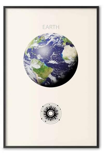 Poster: Terra - pianeta verde e composizione astratta con il sistema solare