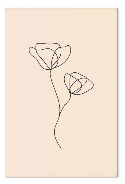 Quadro su tela Fiore lineare - composizione minimalista su sfondo beige