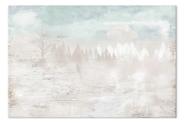 Quadro su tela Alberi tranquilli - un paesaggio invernale dipinto con colori tenui