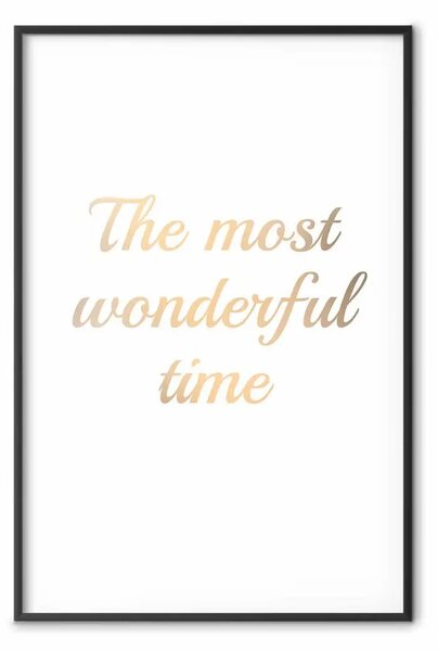 Poster: Il momento più bello - iscrizione su sfondo bianco, frase dorata