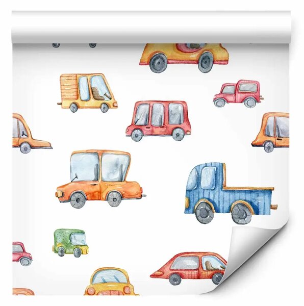 Tappezzerie Auto colorate - veicoli multicolori acquerellati su sfondo bianco