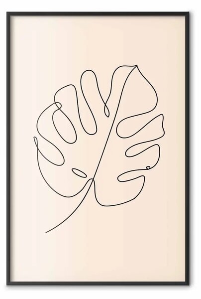 Poster: Monstera lineare - foglia delicata e minimalista su sfondo beige