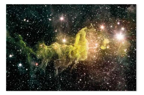 Quadro contemporaneo Nebulosa verde - paesaggio spaziale con stelle luminose