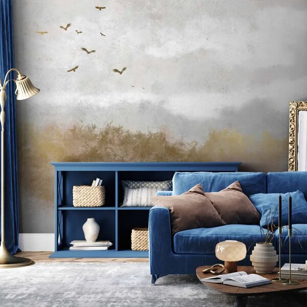 Carta da parati Paesaggio boho - cielo con uccelli