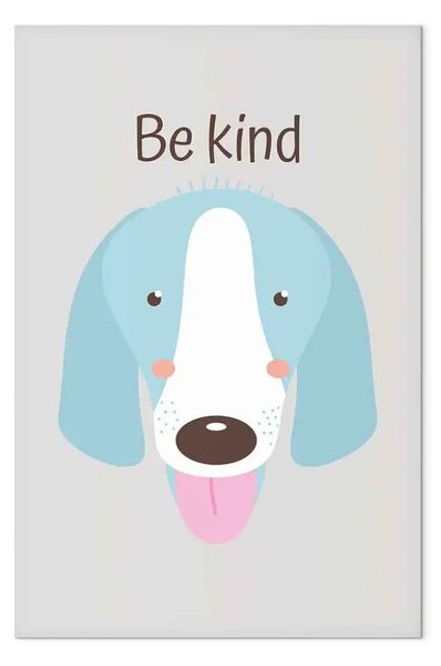 Quadro Sii gentile - cane blu e slogan motivazionale per bambini
