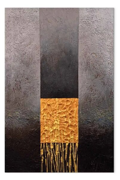 Quadro Astrazione dipinta - composizione geometrica su sfondo metallizzato