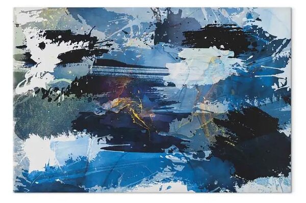 Quadro Pittura artistica - macchie di vernice astratta blu
