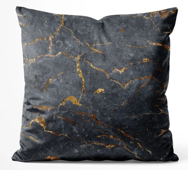 Cuscino in velluto Magma crepato - grafite imitante pietra d'oro