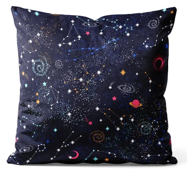 Cuscino in velluto Costellazioni cosmiche - costellazioni, stelle e pianeti nel cielo