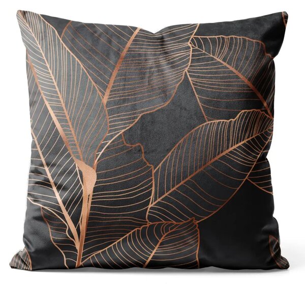 Cuscino in velluto Chocolate ficus - composizione botanica glamour nei toni del marrone