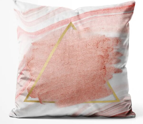 Cuscino in velluto Pearl planet - composizione astratta su uno sfondo di striature rosa
