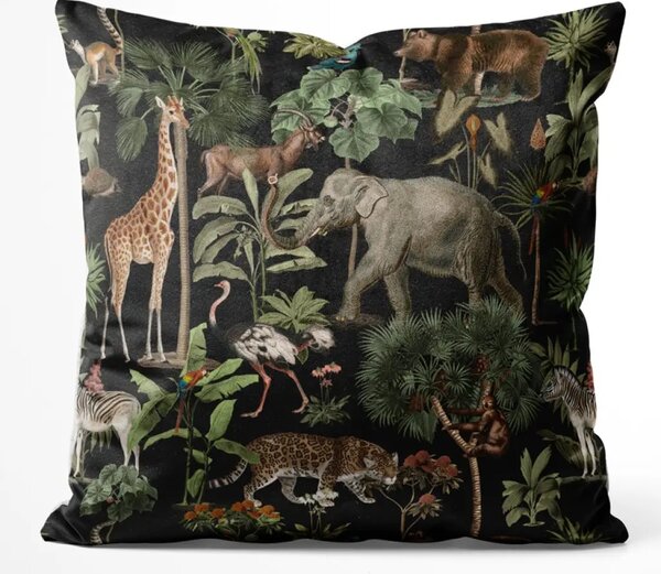 Cuscino in velluto Wild biodiversity - composizione con motivi animali e botanici