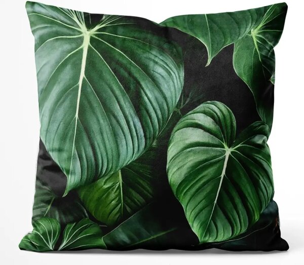 Cuscino in velluto Philodendron gloriosum - piante esotiche con ricchi dettagli