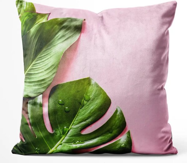 Cuscino in velluto Dolce combinazione - composizione di piante in verde e rosa