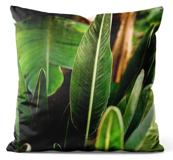 Cuscino in velluto Paradise Strelitzia - vegetale esotico dettagliato