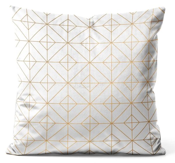 Cuscino in velluto Griglie eleganti - composizione geometrica dorata e glamour