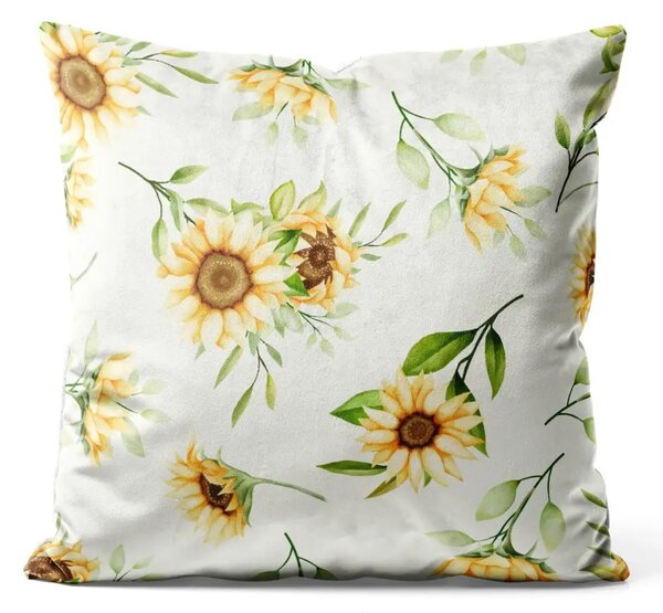 Cuscino in velluto Girasoli cadenti - composizione floreale in stile vintage