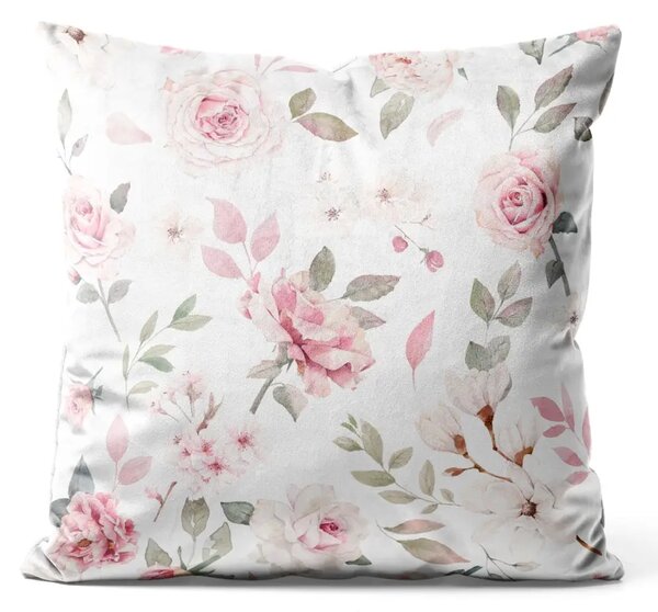 Cuscino in velluto Primavera rosa - rosa e magnolia vintage